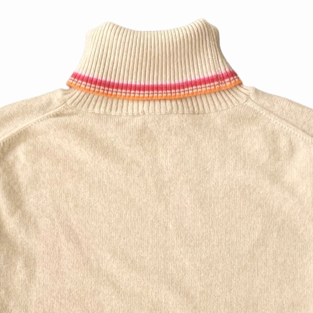 Folio 100% Cashmere Sweater, Turtleneck, Beige with Polka Dots, Size Medium - Picture 6 of 7
